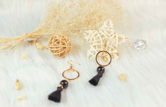 Gold tassel earrings2